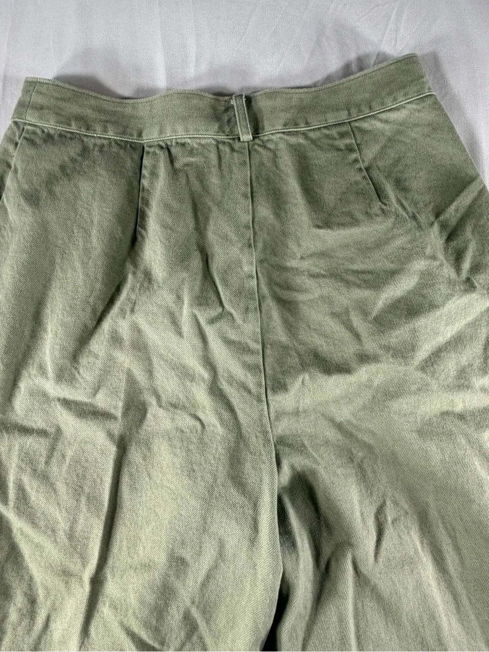 Bar III Women's Sofia Richie Pleated Wide Leg  Pants Sage Green Pockets Size 12